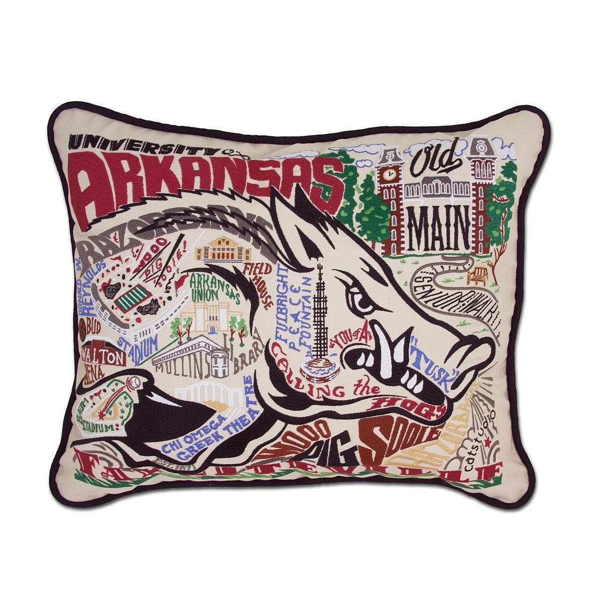 Embroidered College Pillows - University of Arkansas