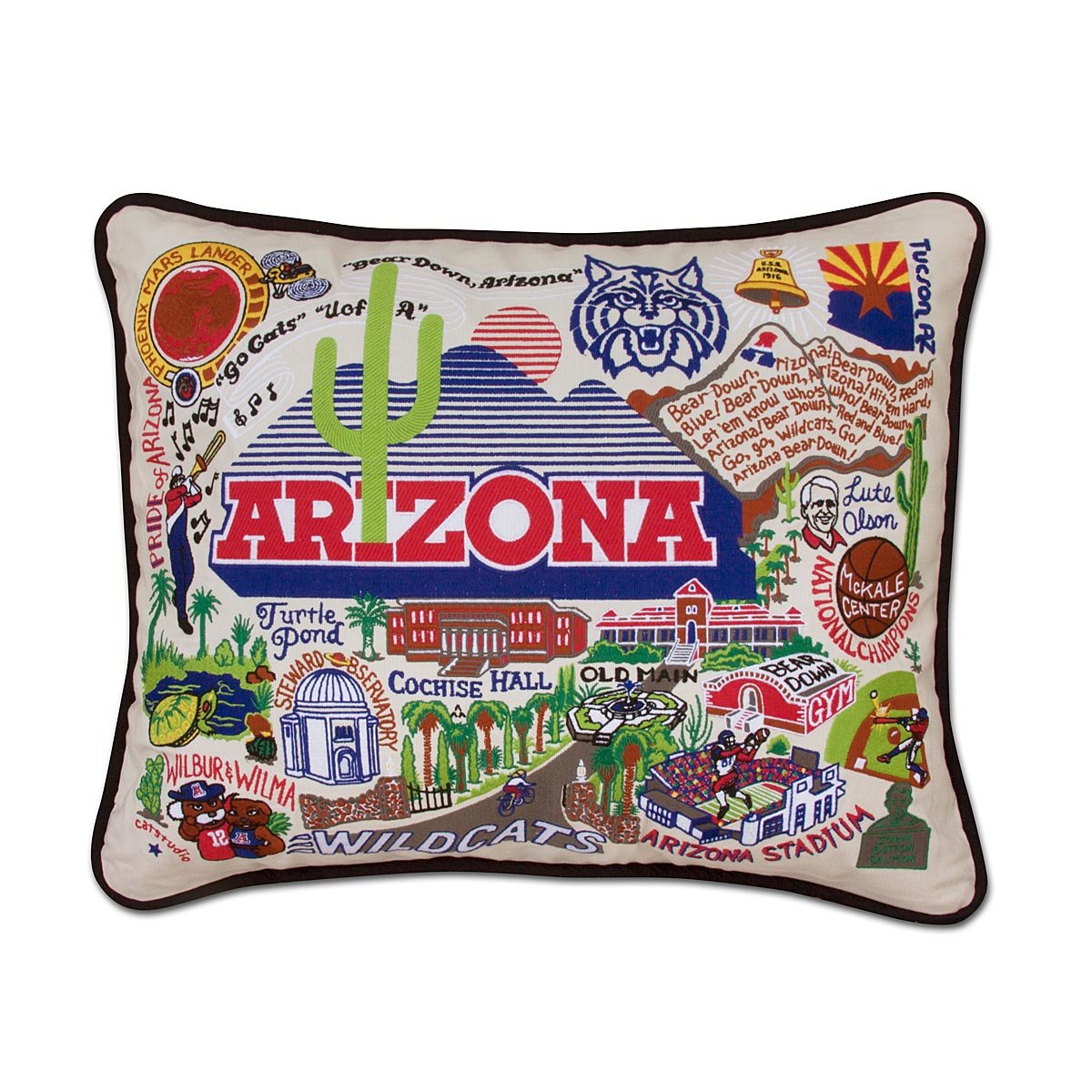 Embroidered College Pillows - University of Arizona