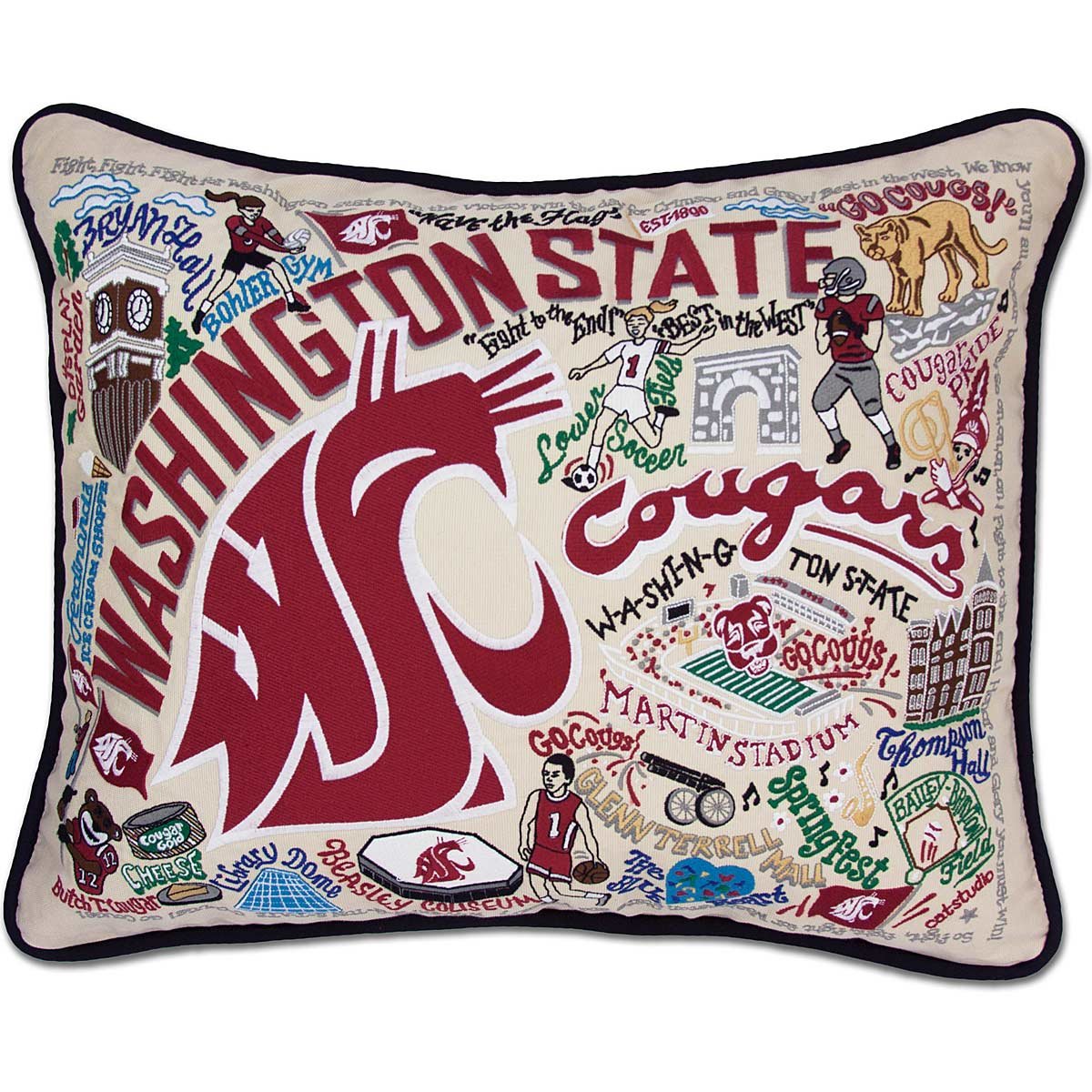 Embroidered College Pillows - Washington State University
