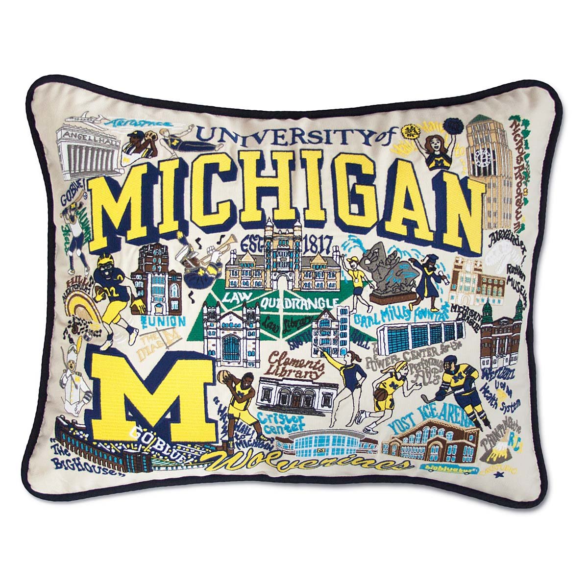 Embroidered College Pillows - University of Michigan