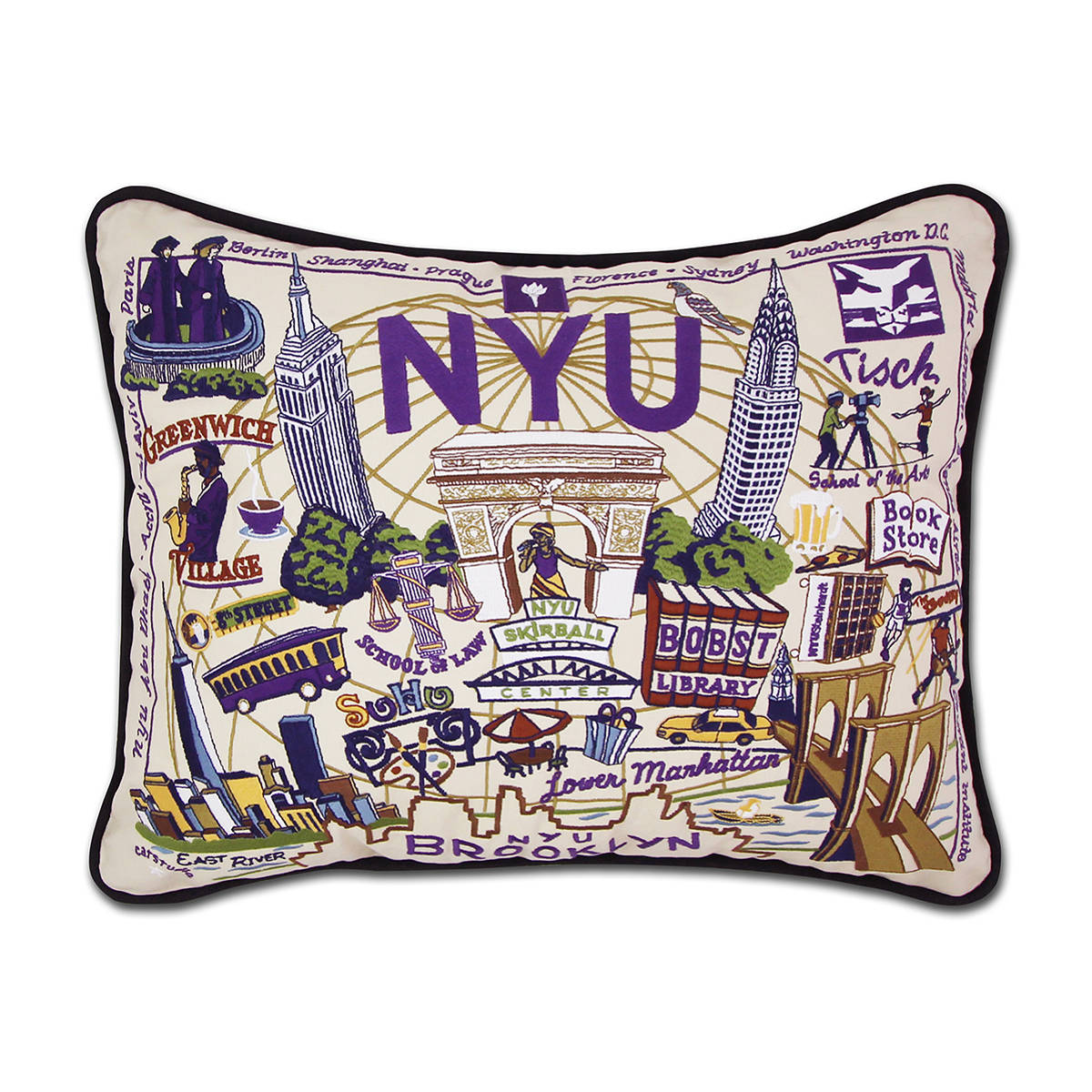 Embroidered College Pillows - New York University