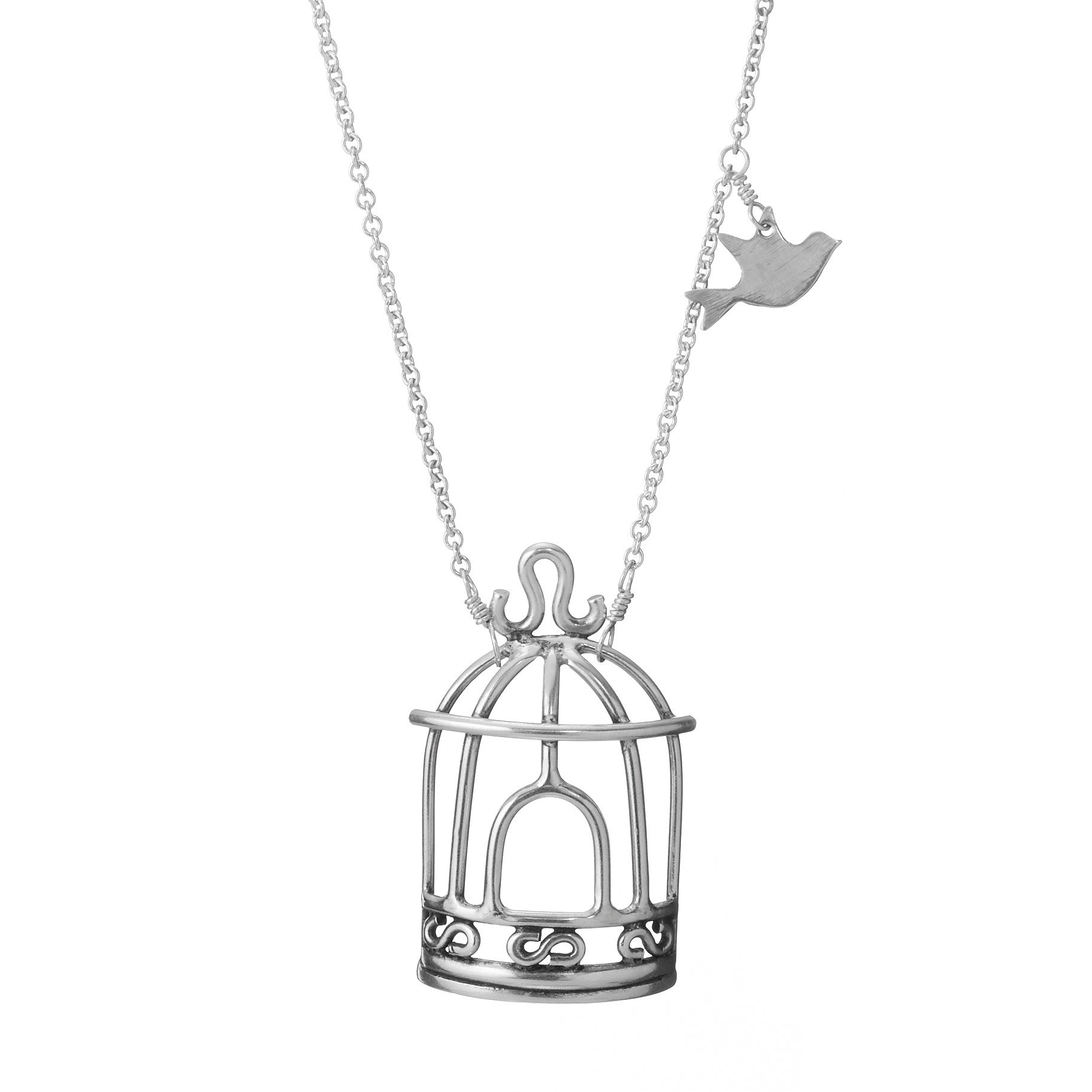 Take Flight Birdcage Necklace bird necklace, silver cage Goods
