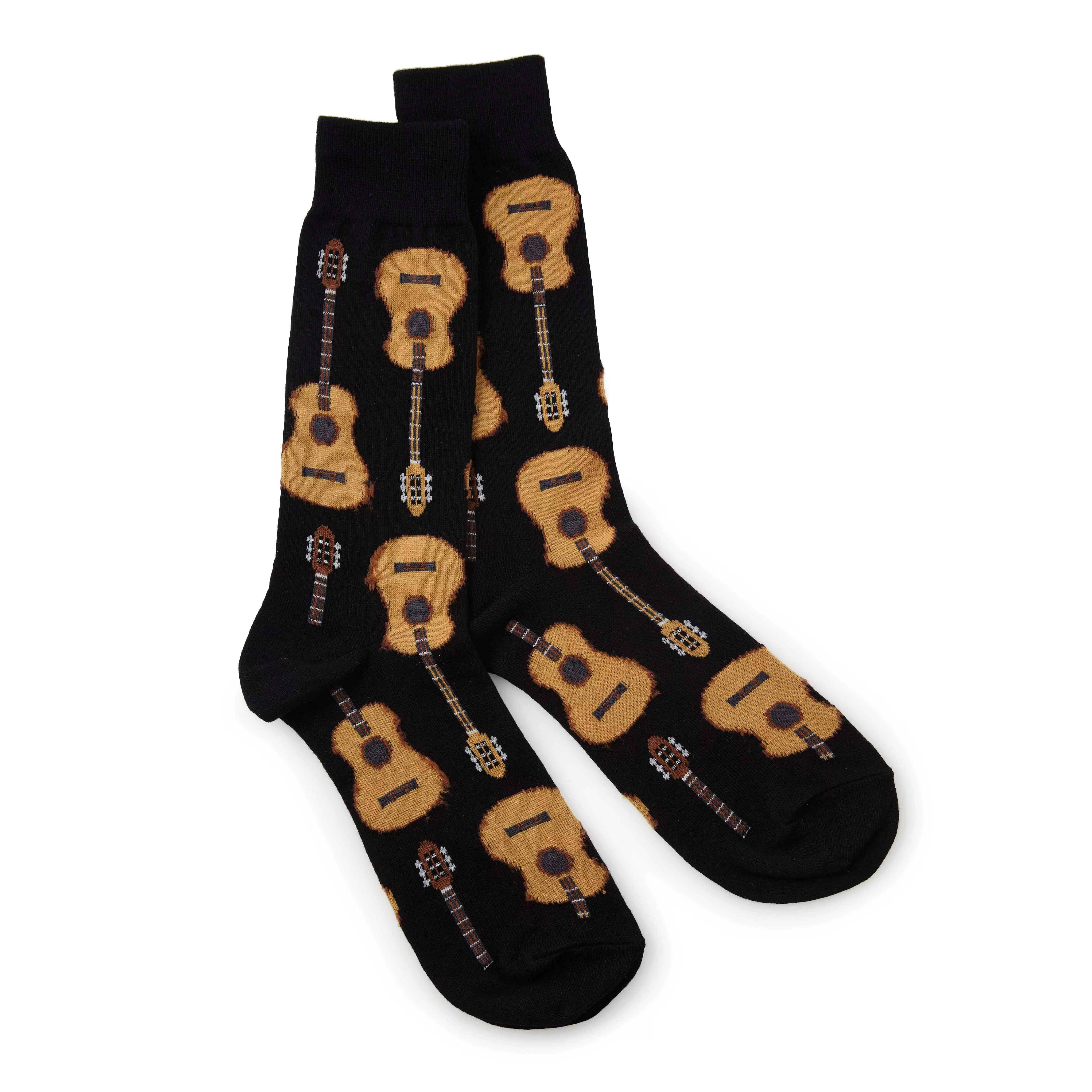Guitars Socks with an allover acoustic guitar pattern