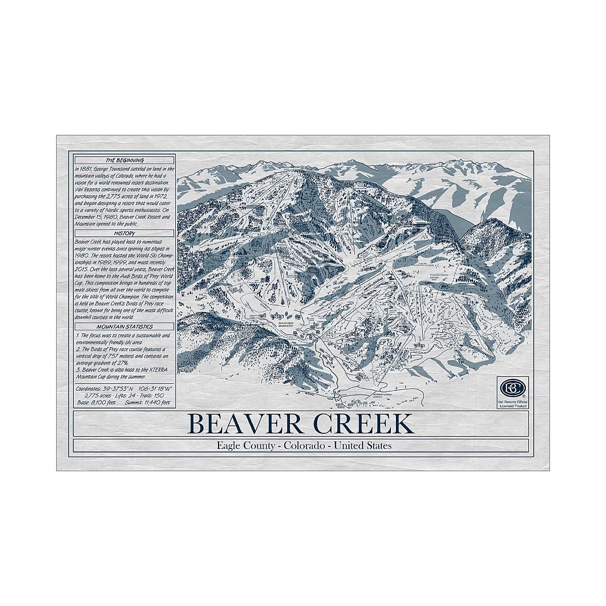 Ski Resort Blueprints - Beaver Creek Unframed