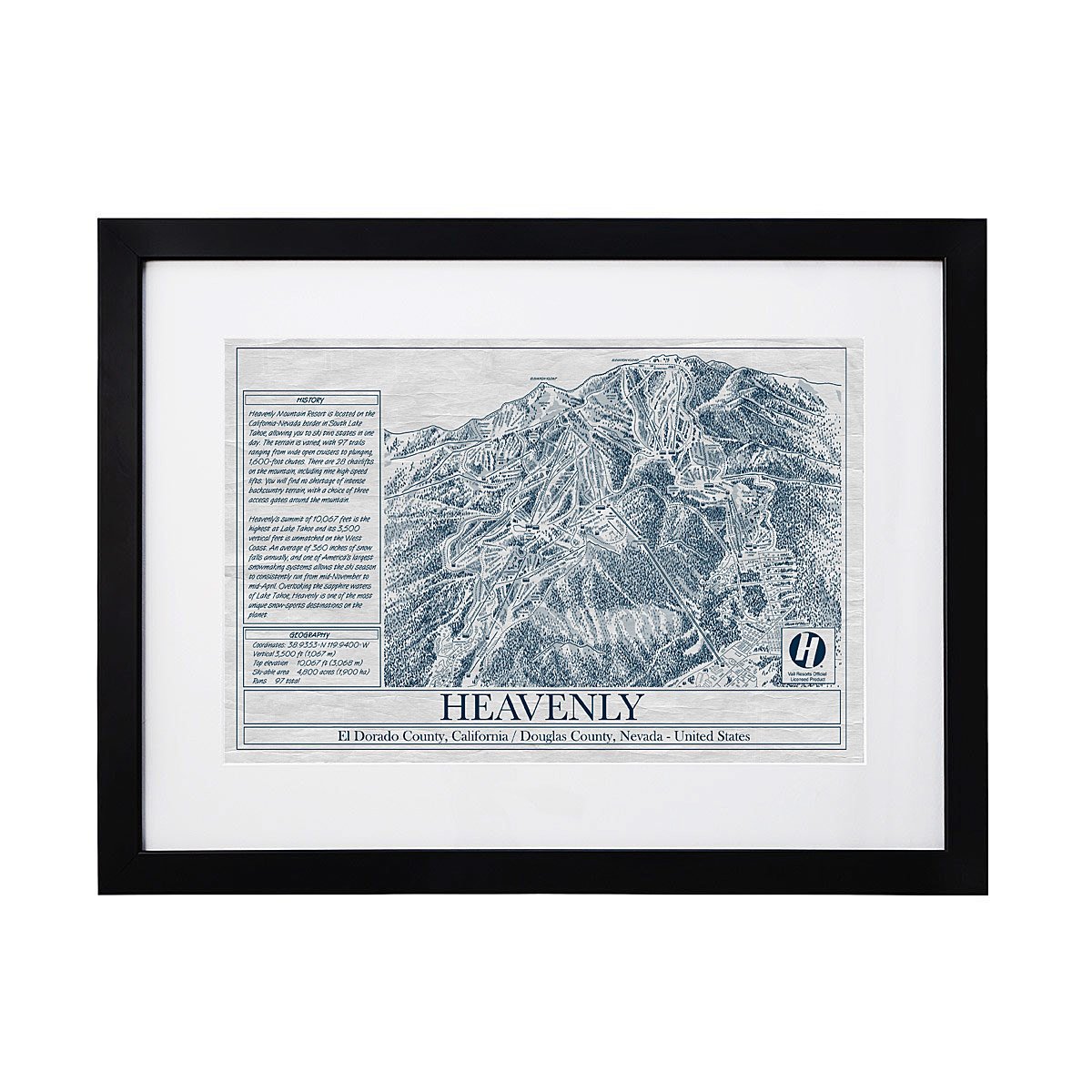 Ski Resort Blueprints - Heavenly Framed