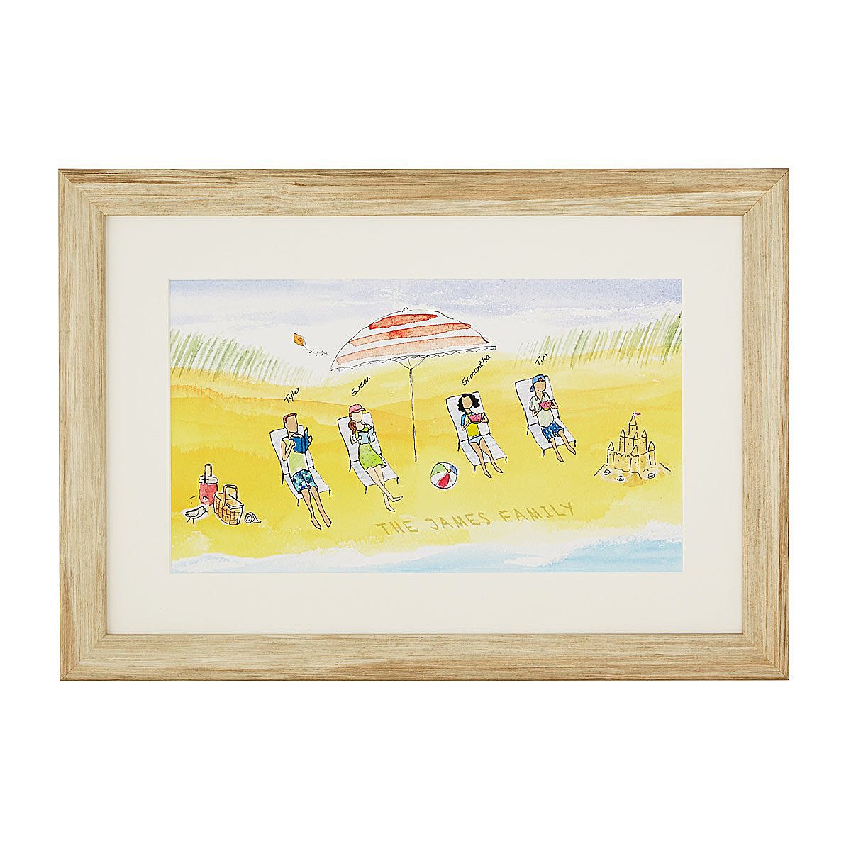 Personalized Beach Family Art - 2-4 Figures, Driftwood Frame