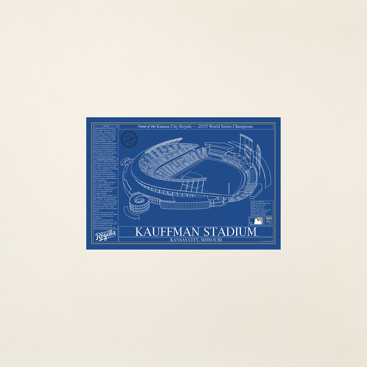 MLB Stadium Blueprints - Team Colors - Kansas City Royals - Unframed
