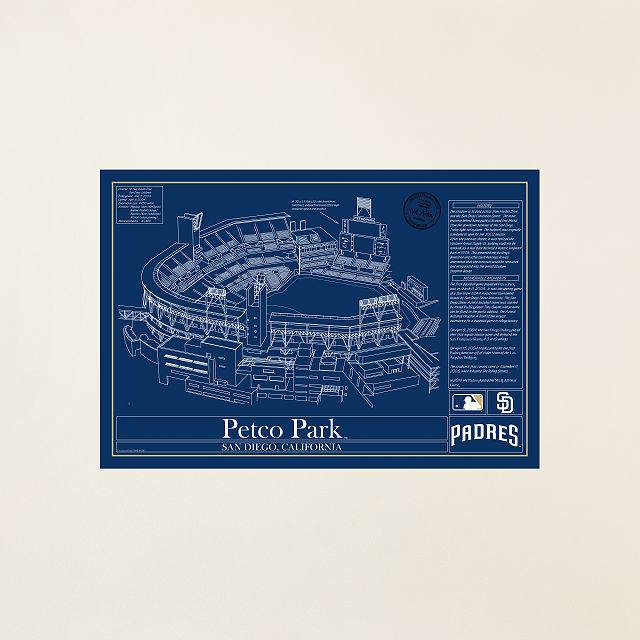 Large MLB Stadium Blueprints - Team Colors