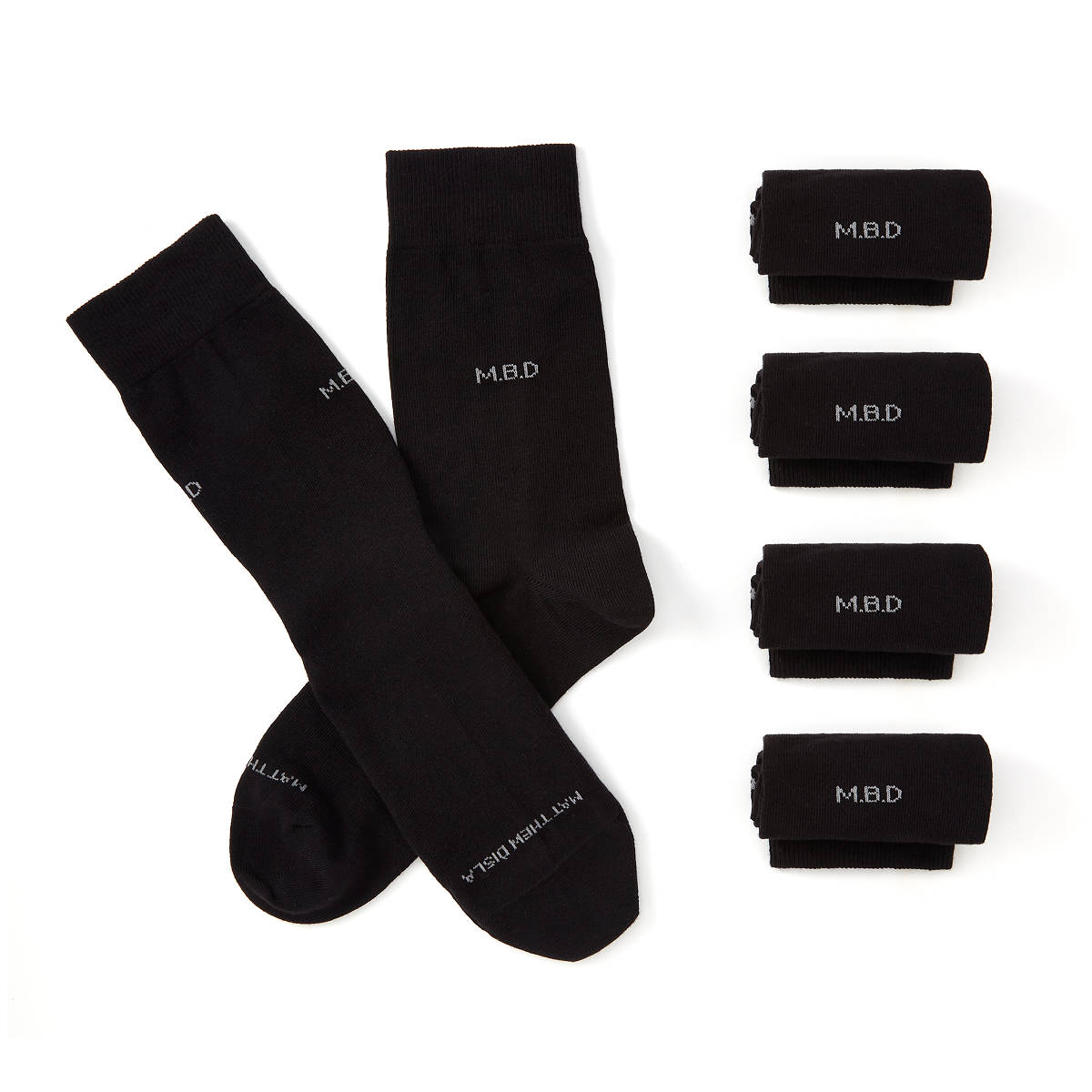 Personalized Socks - Set of 5 Pairs - Black