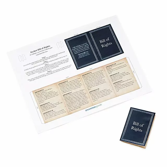 Uncommon Goods | Printable Pocket Bill of Rights | Patriotic Party Favor