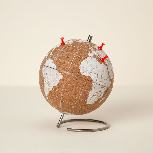 World Traveler's Cork Globe World Globe, Push Pins Goods