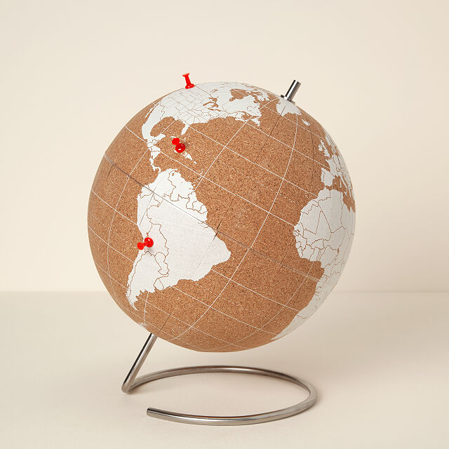 World Traveler's Cork Globe World Globe, Push Pins Goods