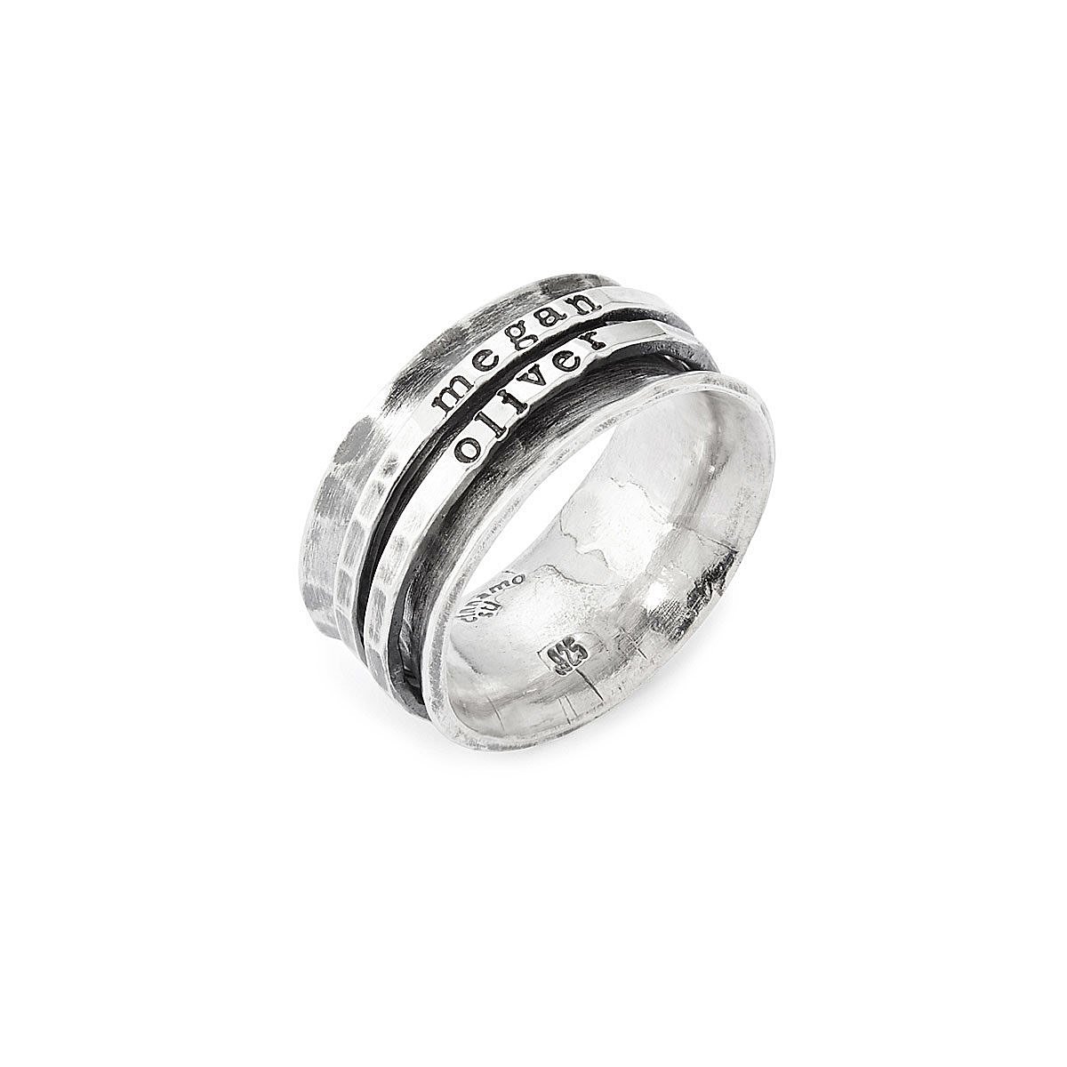 Hand-Stamped Personalized Spinner Ring - 2 Spinning Bands