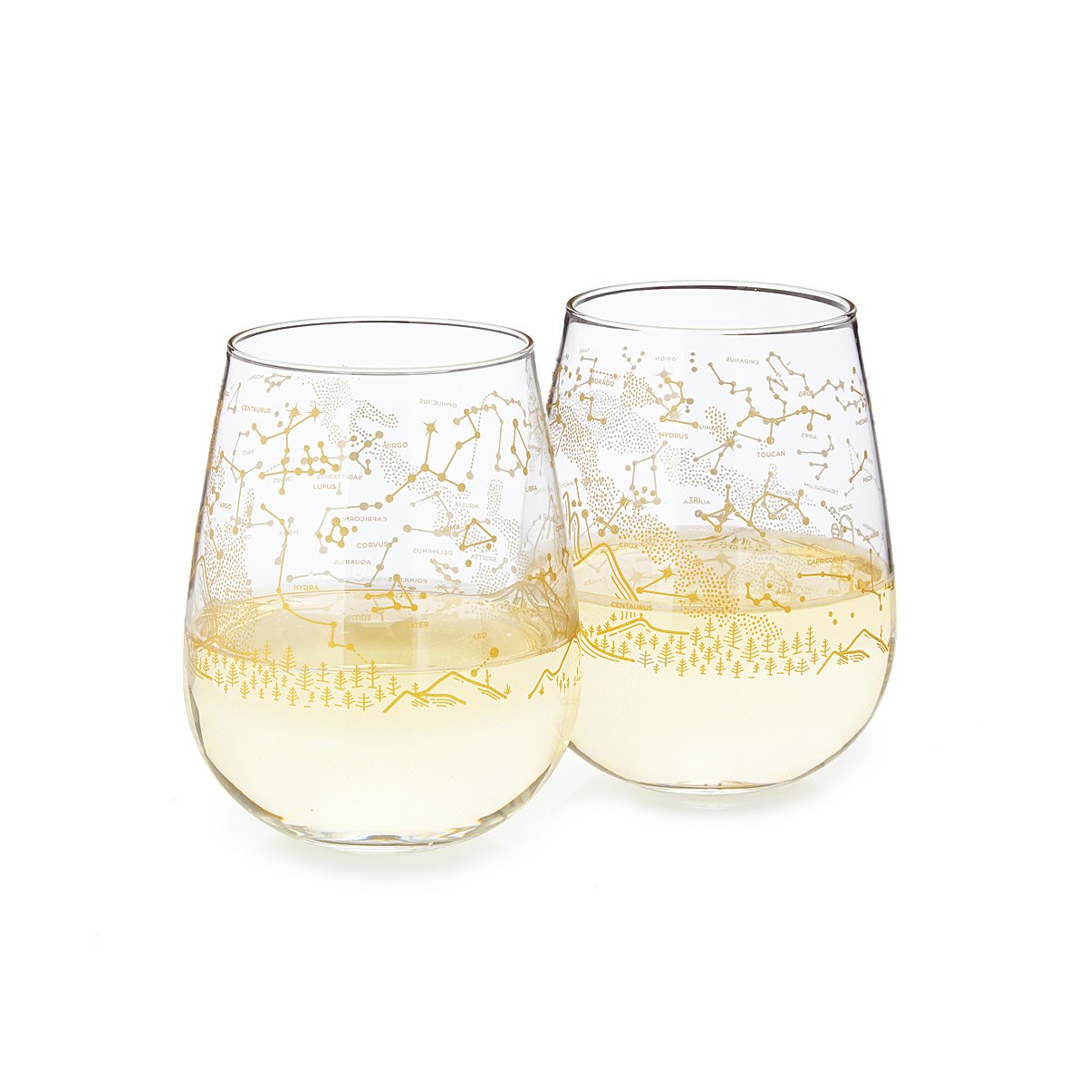 Stargazing Wine Glass Set Constellations, Stemless Wine Glasses Goods