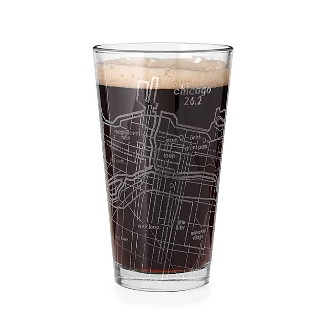 Etched Marathon Pint Glass