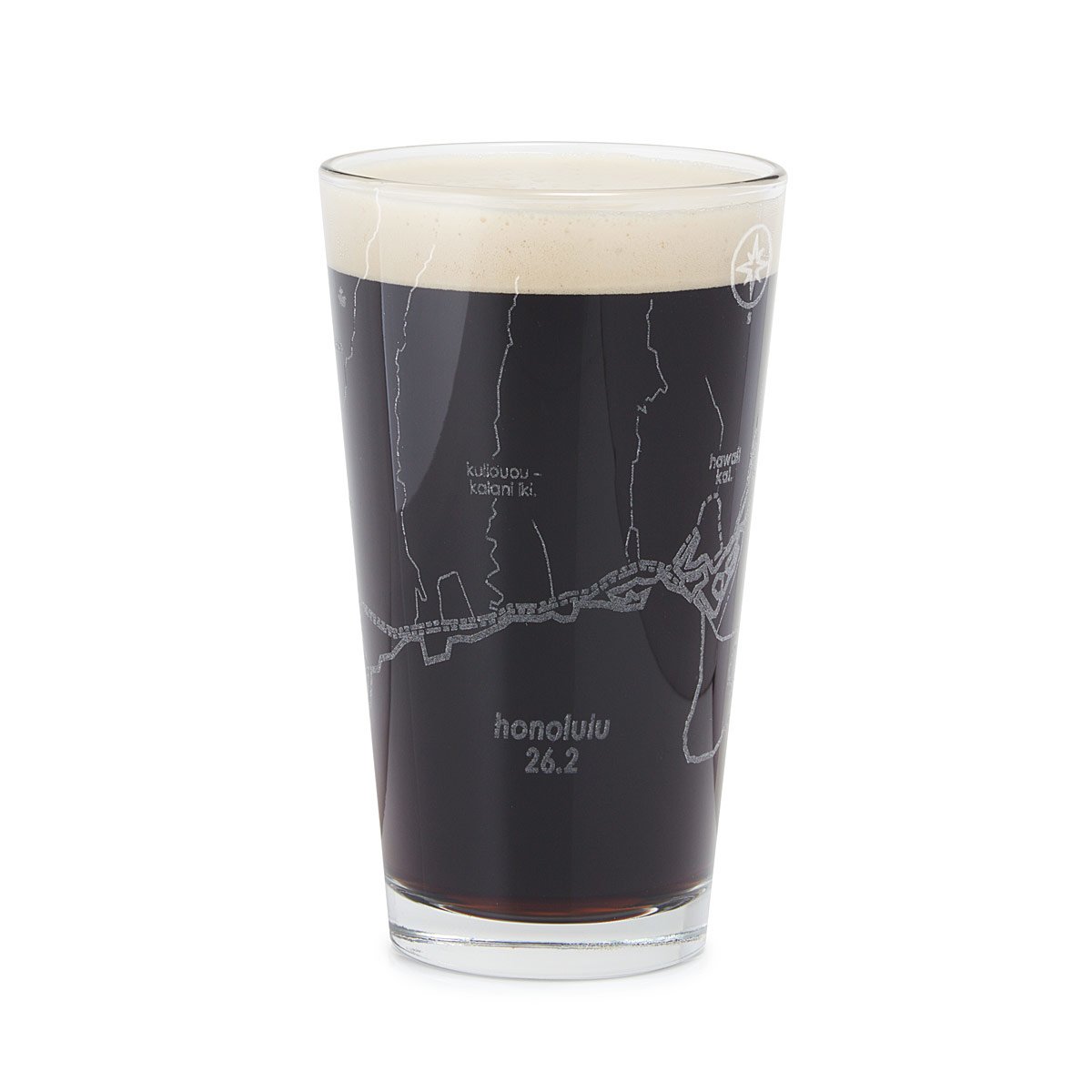 Etched Marathon Pint Glass - Honolulu