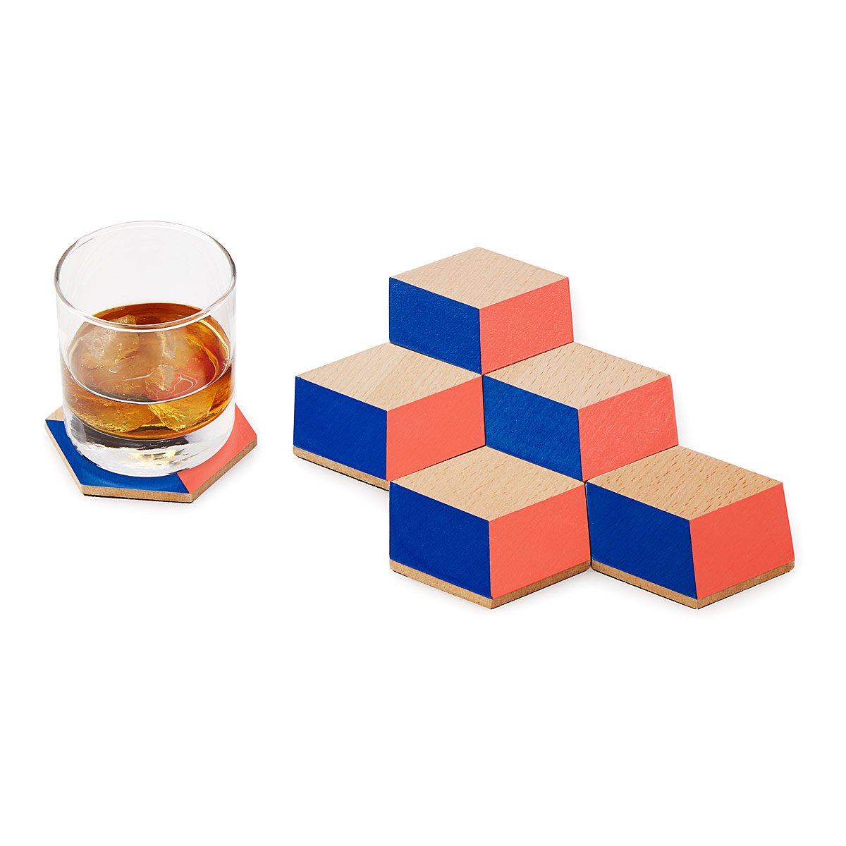 Optical Illusion Coasters Set of 6 Coaster set, Wooden coasters
