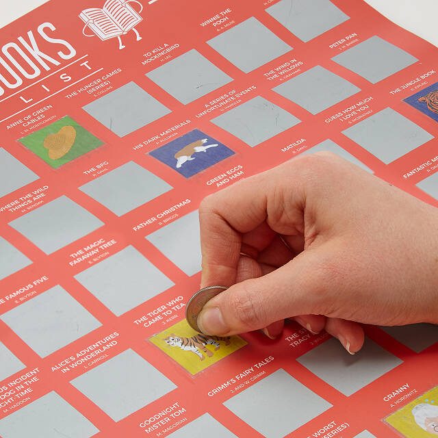 100 Kid's Books Scratch Off Poster Unique Kids Art; Gifts