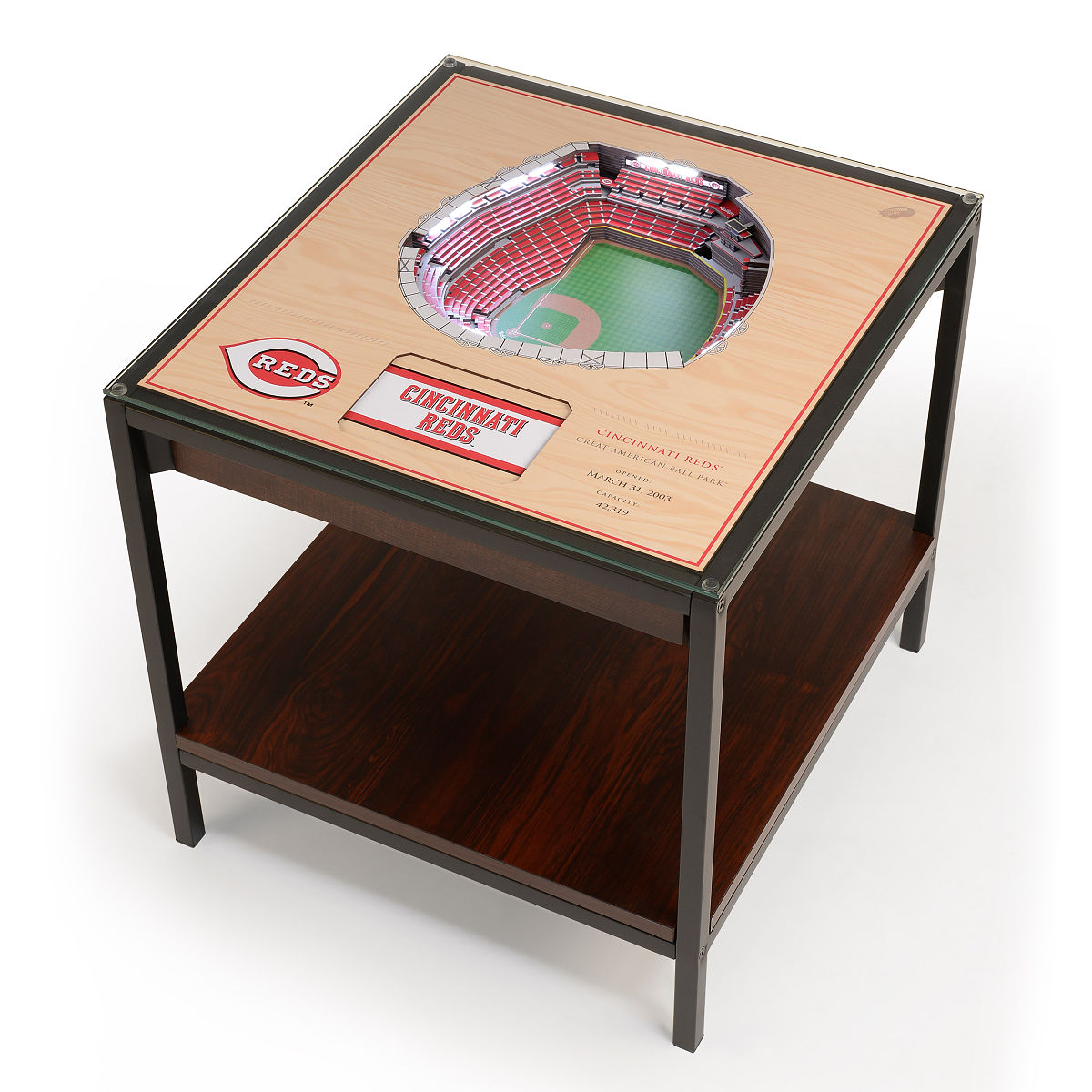 MLB Stadium Lights End Table - Cincinnati Reds