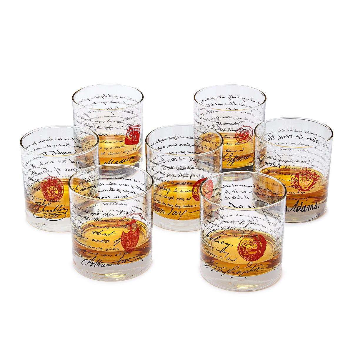 Founding Fathers Whiskey Glasses - Full Set of 7 Glasses