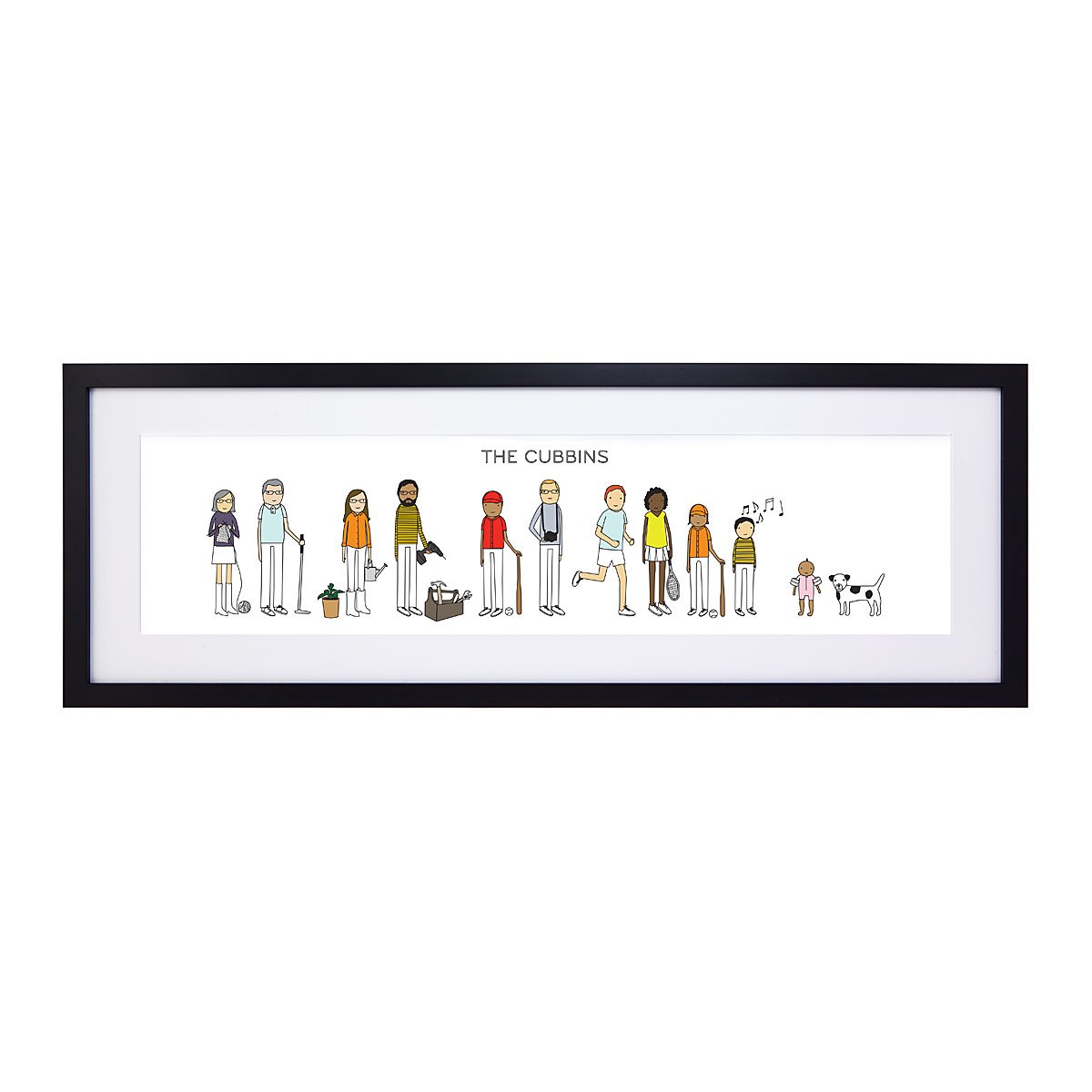 Personalized Family Hobby Art - 8-12 Figures, Framed