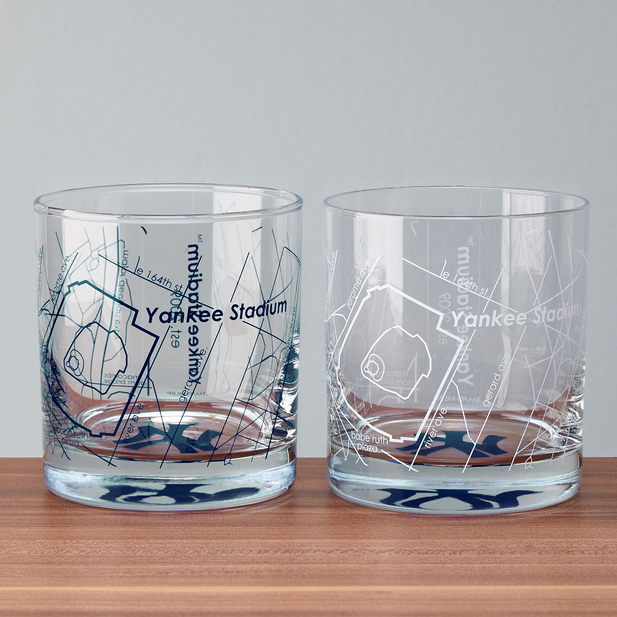 MLB Ballpark Map Glasses - Set of 2 - New York Yankees