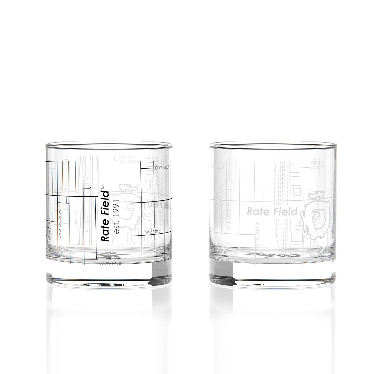 MLB Ballpark Map Glasses - Set of 2 - Chicago White Sox - Gtd Rate Field