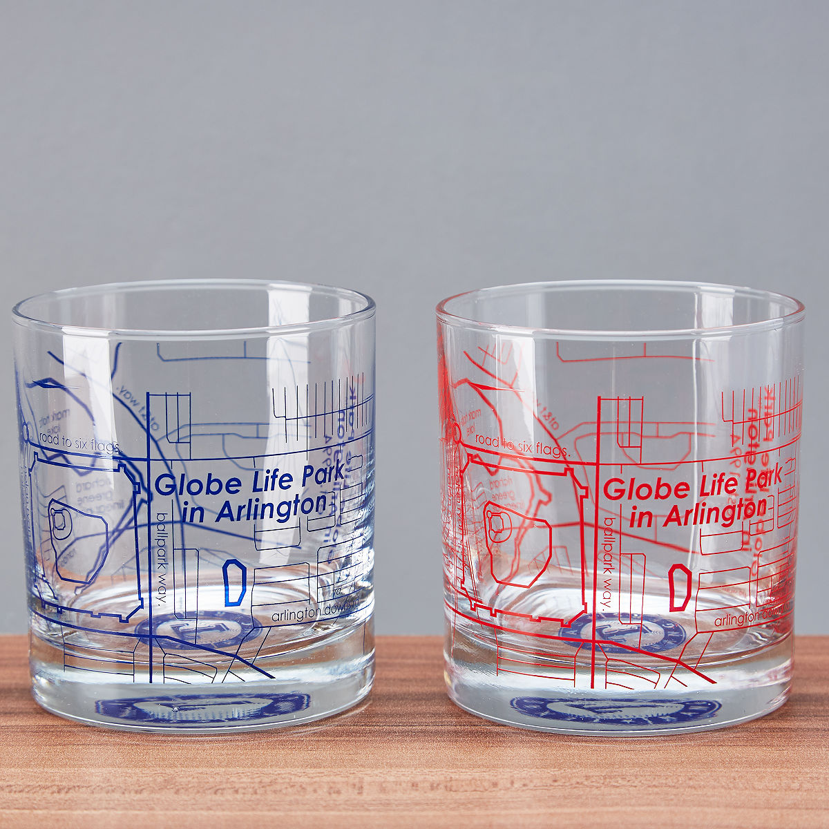 MLB Ballpark Map Glasses - Set of 2 - Texas Rangers