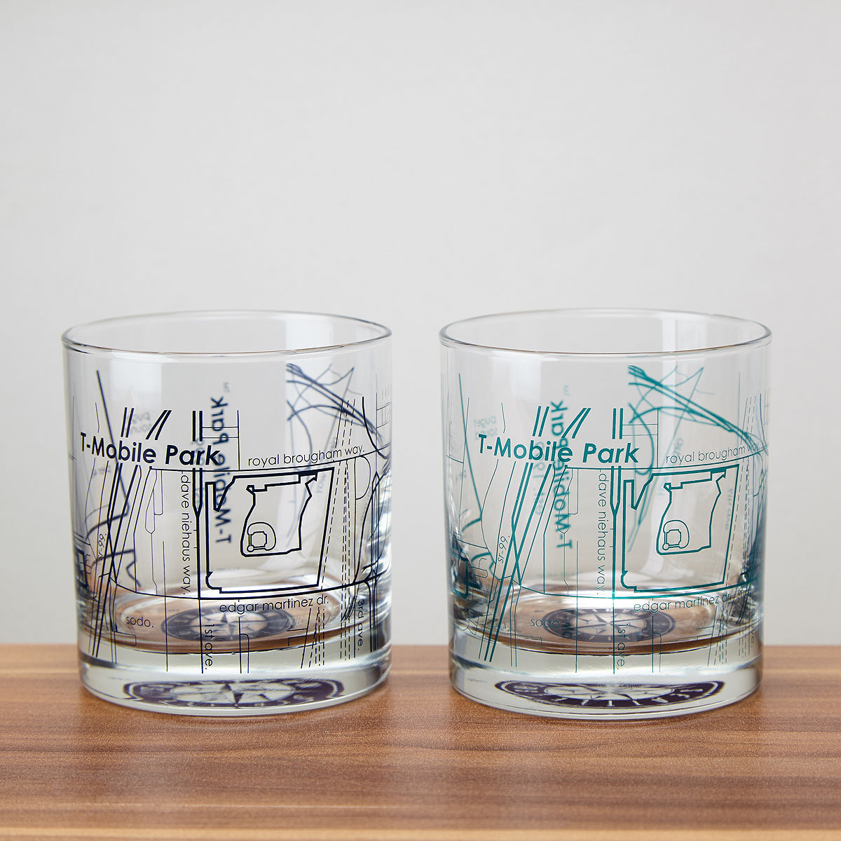 MLB Ballpark Map Glasses - Set of 2 - Seattle Mariners