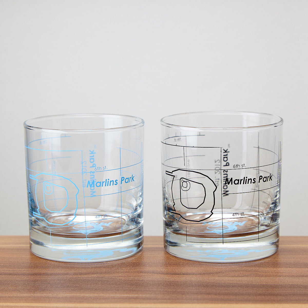 MLB Ballpark Map Glasses - Set of 2 - Miami Marlins