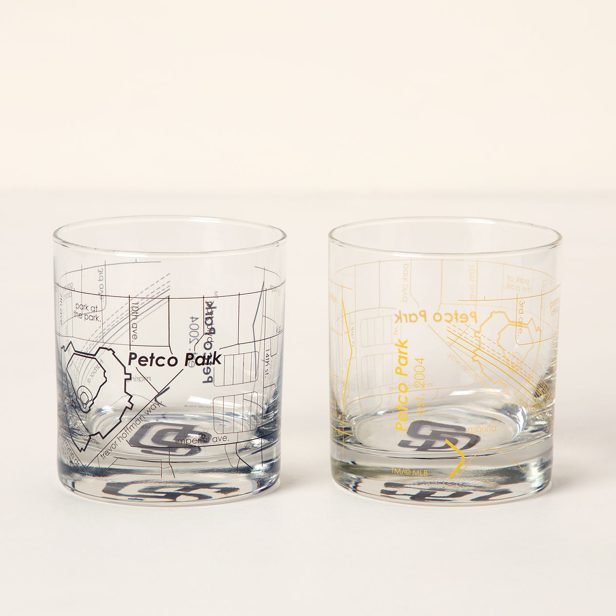 MLB Ballpark Map Glasses - Set of 2 - San Diego Padres