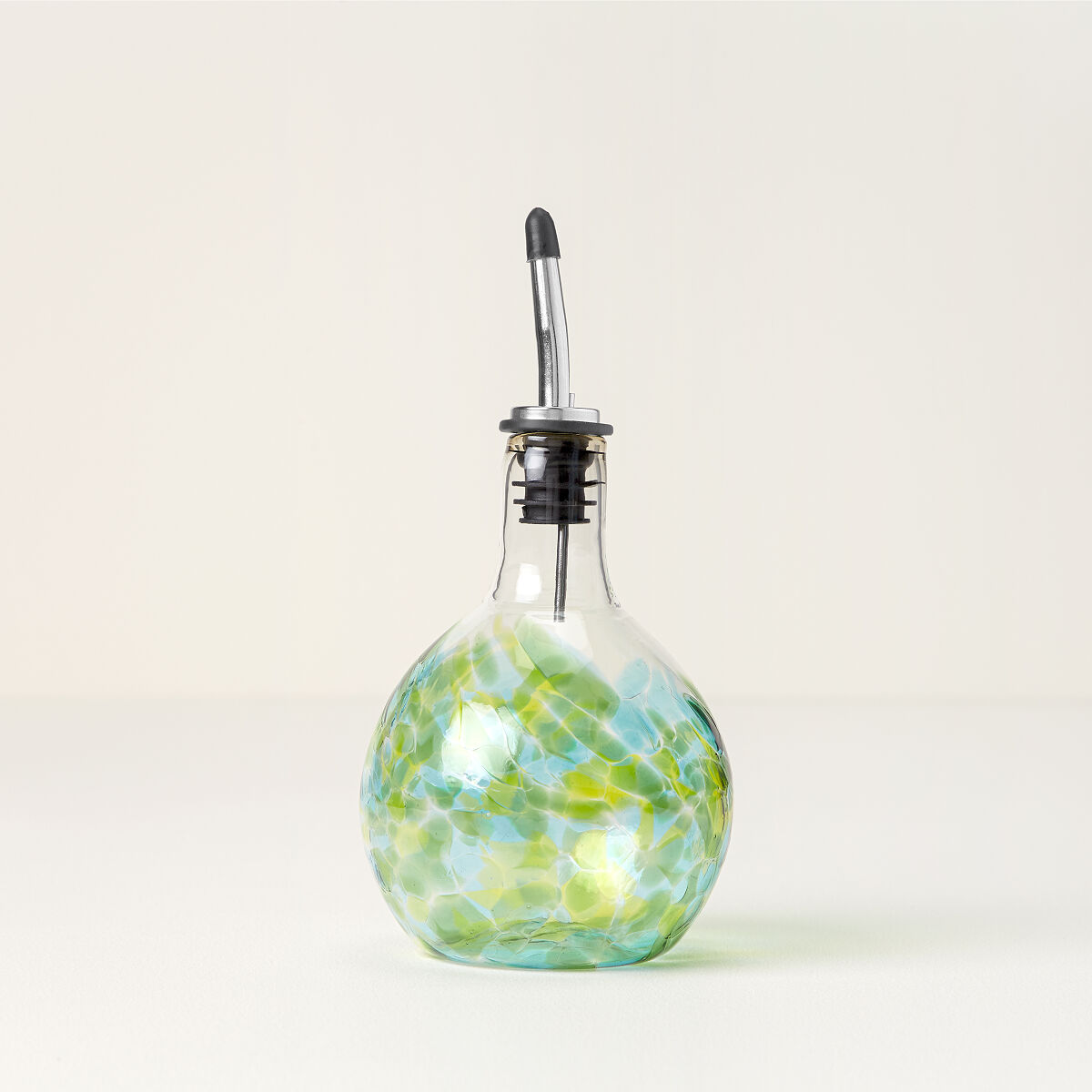 Handblown Glass Olive Oil Pourer - Seaside Green