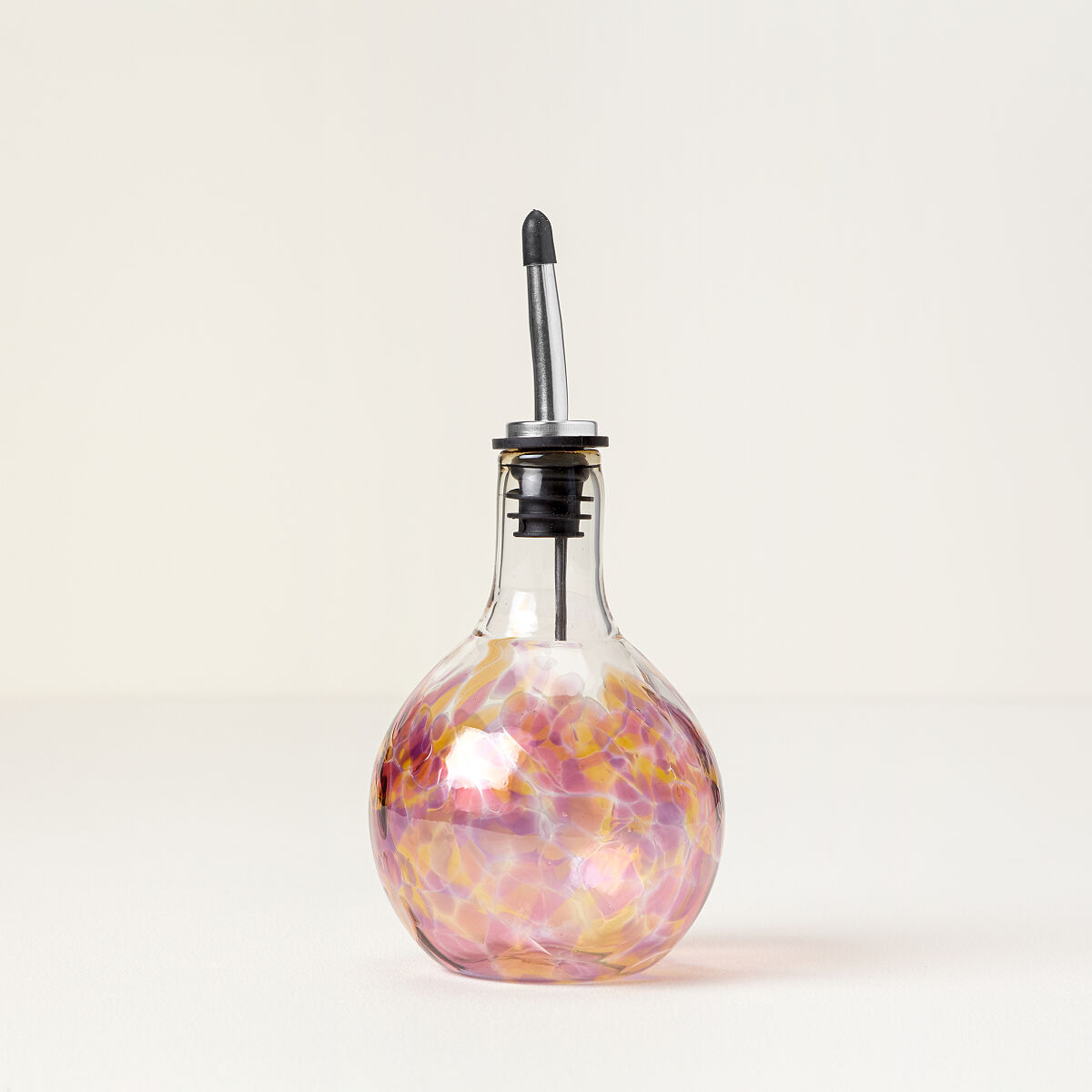 Handblown Glass Olive Oil Pourer - Sunrise Pink