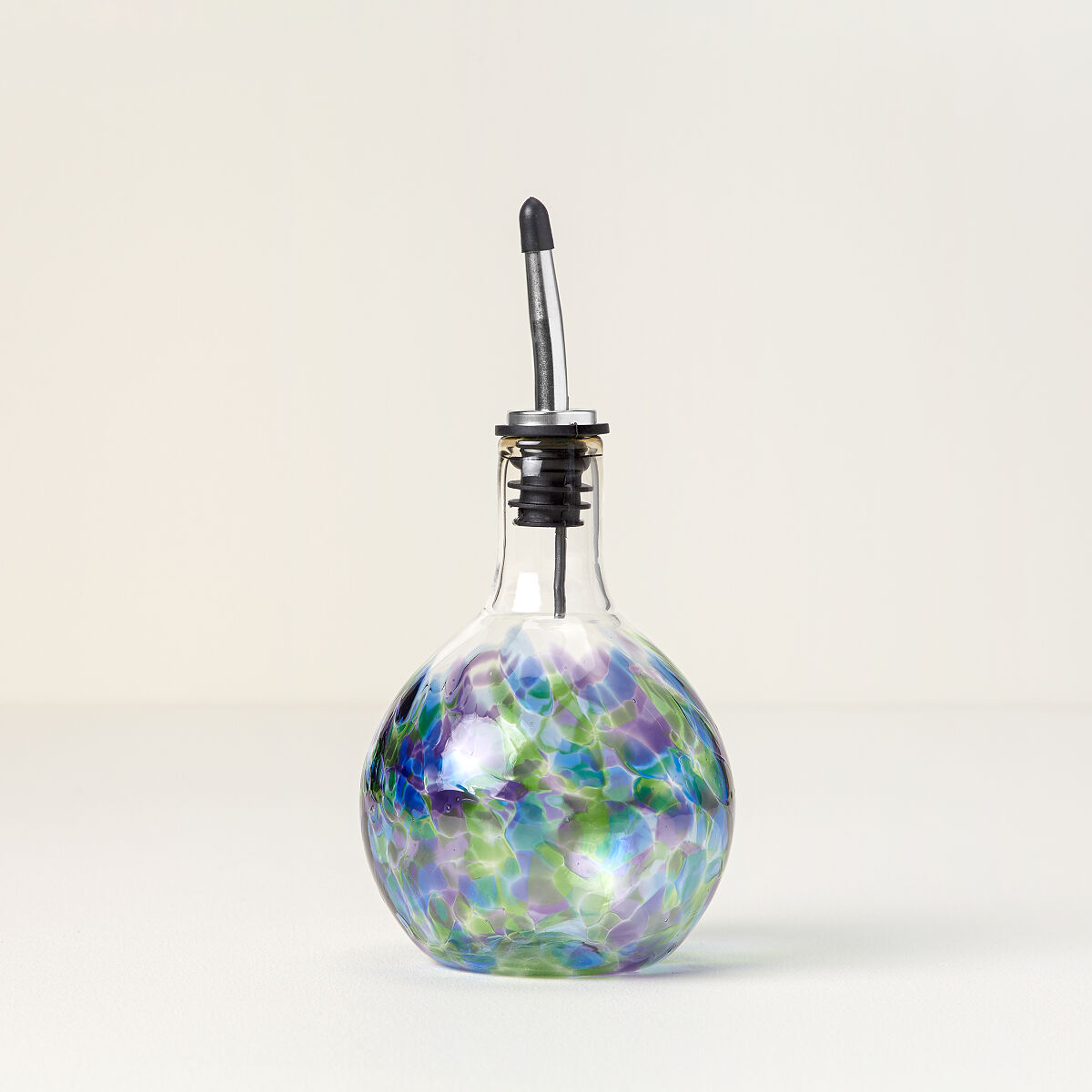Handblown Glass Olive Oil Pourer - Twilight Blue