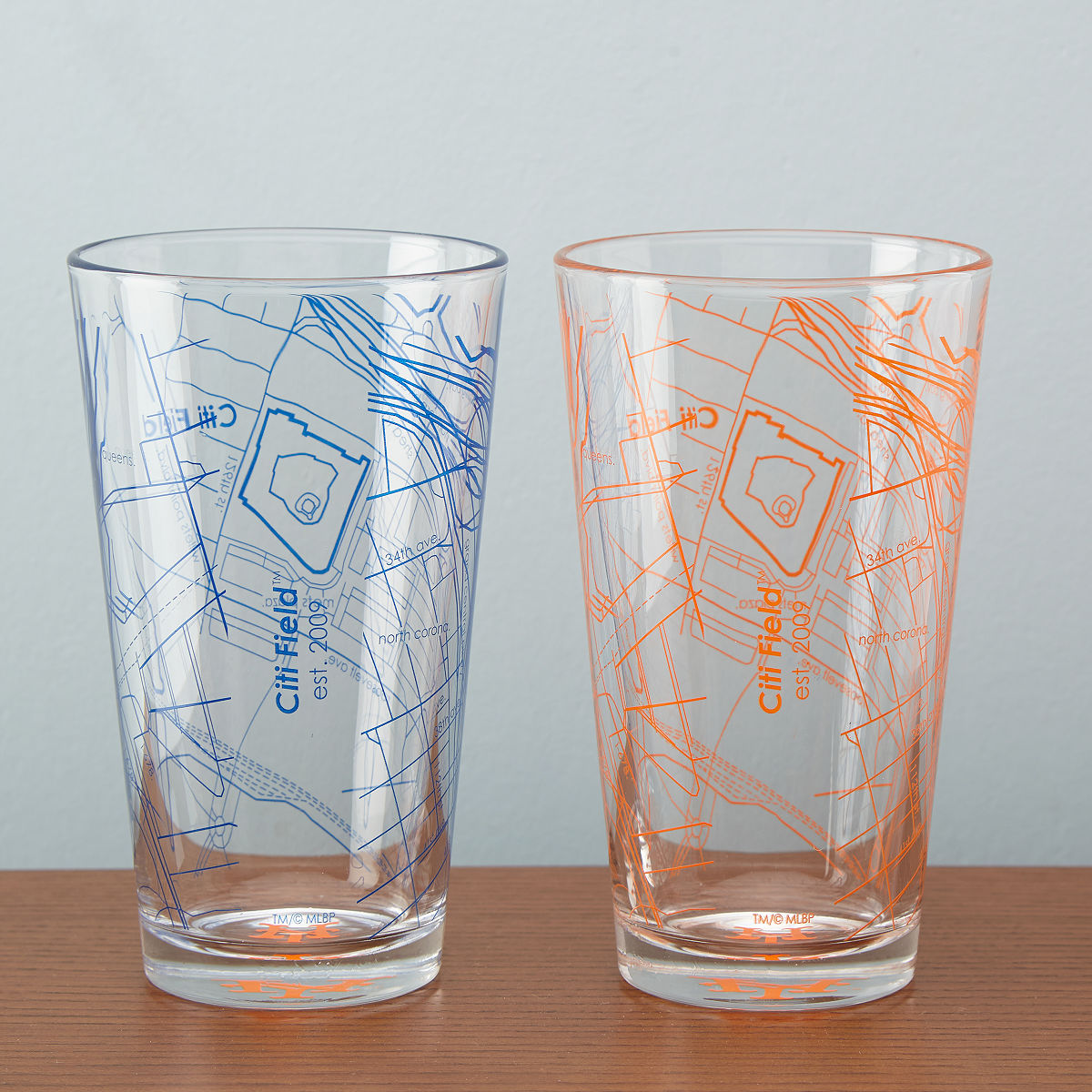 MLB Ballpark Pint Glasses - Set of 2 - New York Mets