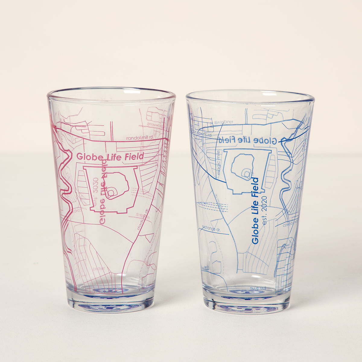 MLB Ballpark Pint Glasses - Set of 2 - Texas Rangers