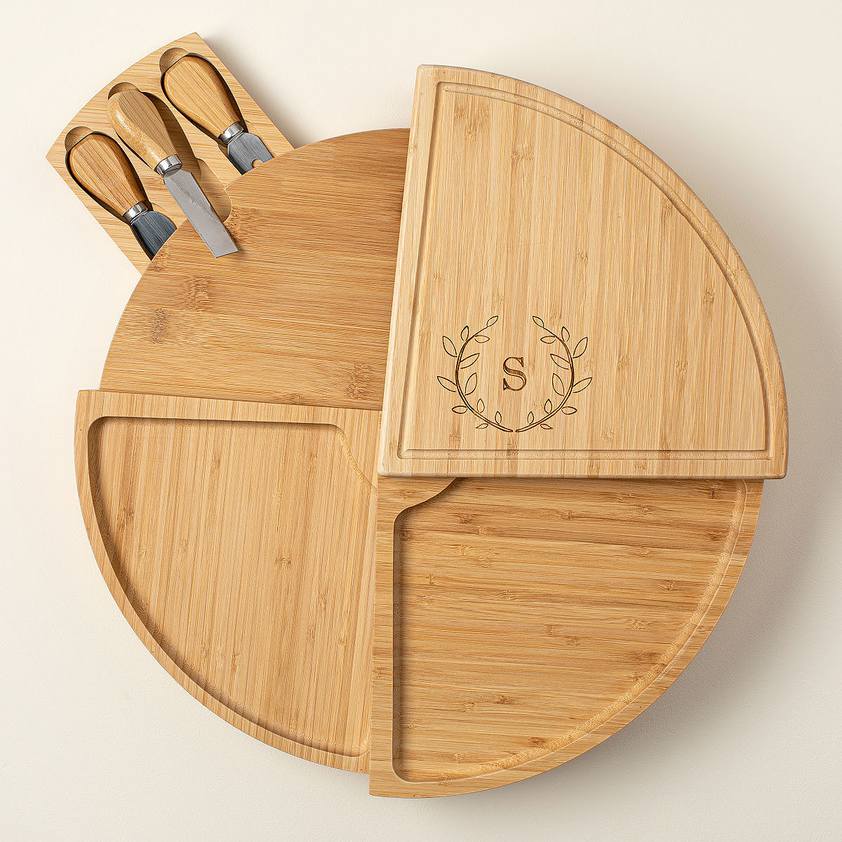 Personalized Compact Swivel Cheese Board - Large 17"