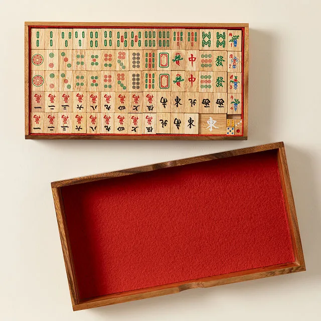 Mango Wood Artisan Mah Jong Set