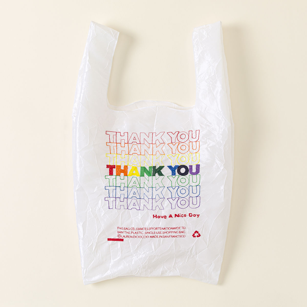Embroidered Thank You Tote - Thank You Rainbow