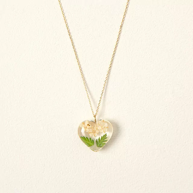 Uncommon Goods | Birth Month Flower Heart Necklace