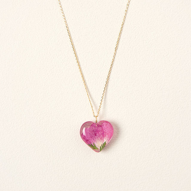 Birth Month Flower Heart Necklace