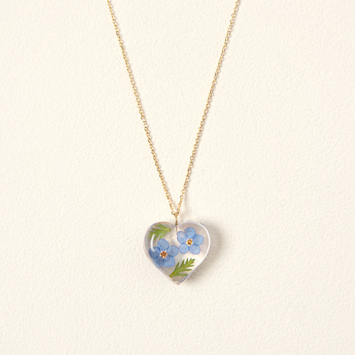 Birth Month Flower Heart Necklace - September Forget Me Not