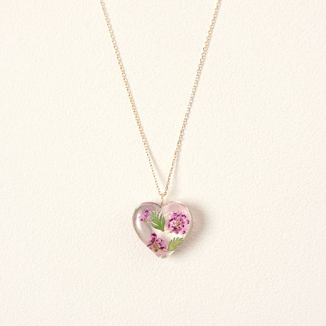 Birth Month Flower Heart Necklace