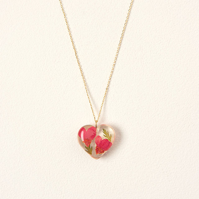 Birth Month Flower Heart Necklace