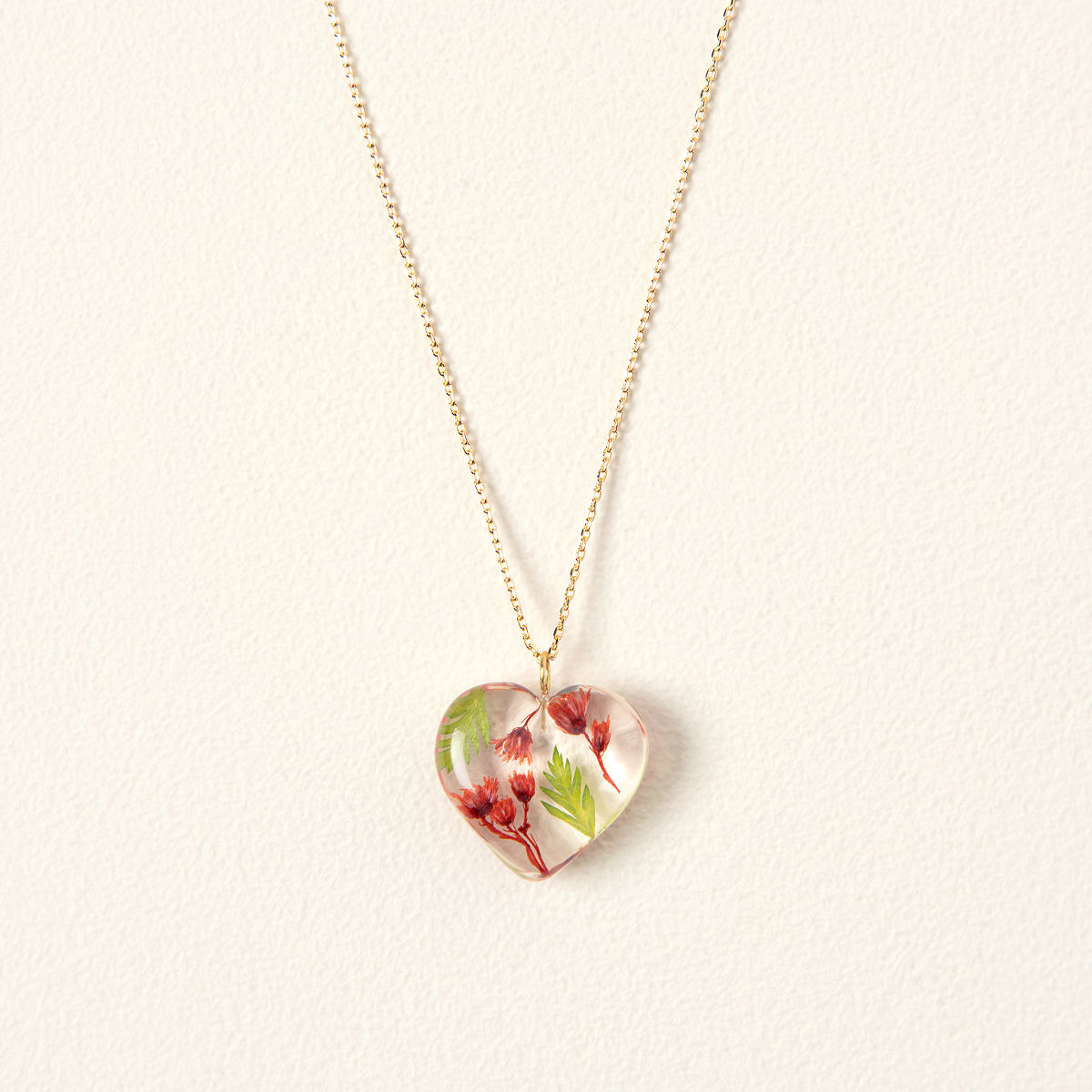 Birth Month Flower Heart Necklace - December Holly & Ivy (Weavers Bloom & Flowers)