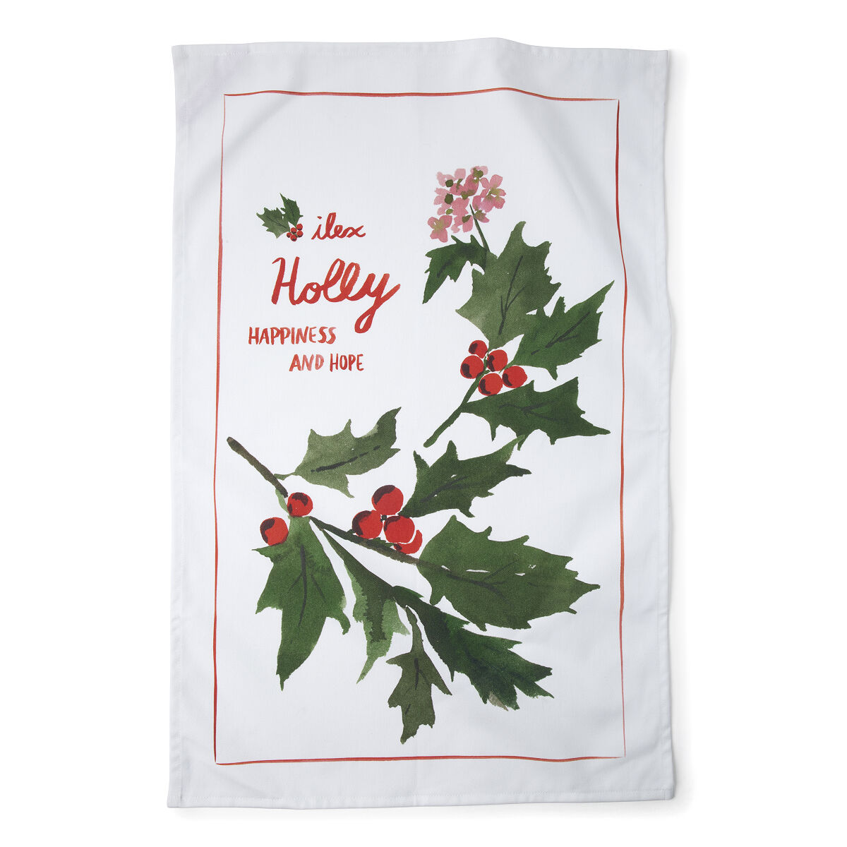 Birth Month Flower Tea Towel - December - Holly