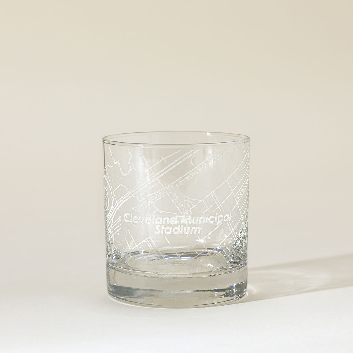 Vintage MLB Ballpark Map Glass - Cleveland Indians - C. Municipal Stadium '33-'93