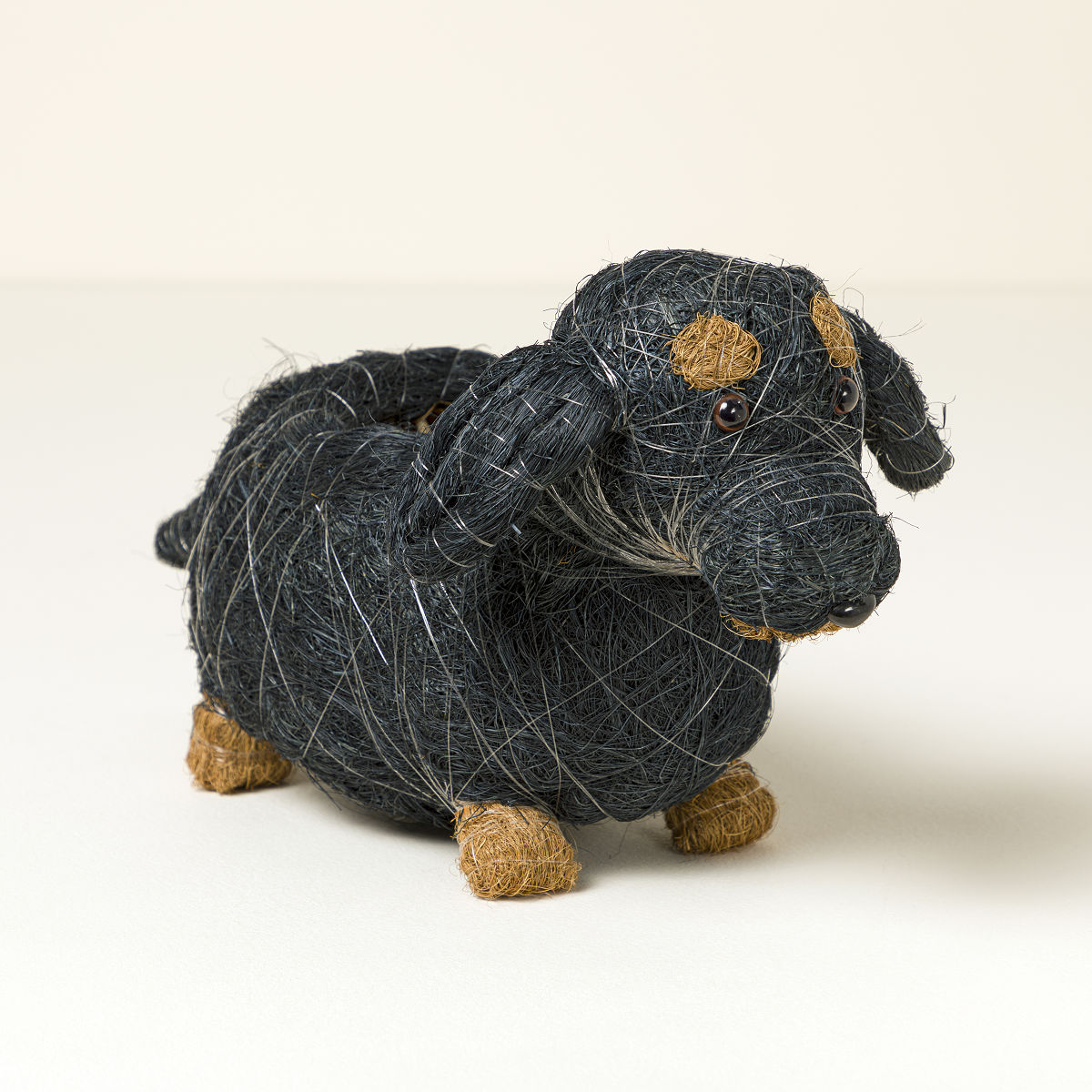 Coconut Fiber Dog Planter - Dachshund Puppy