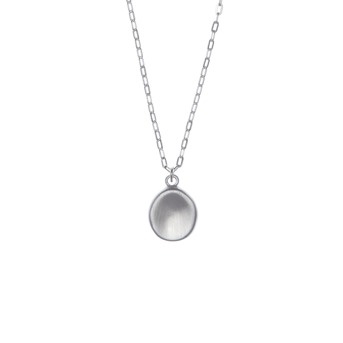 Worry Stone Pendant Necklace - Small Silver-Plated