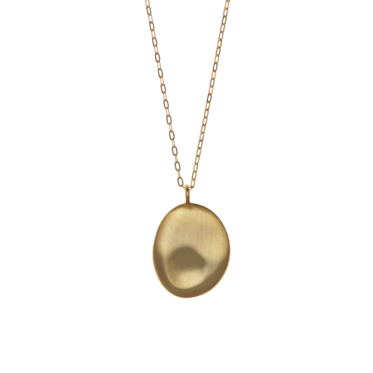 Worry Stone Pendant Necklace - Large Gold-Plated